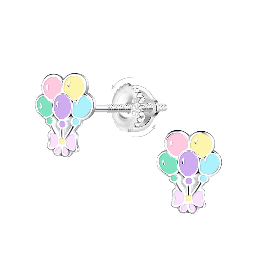 Sterling Silver Balloon Screw Back Ear Studs