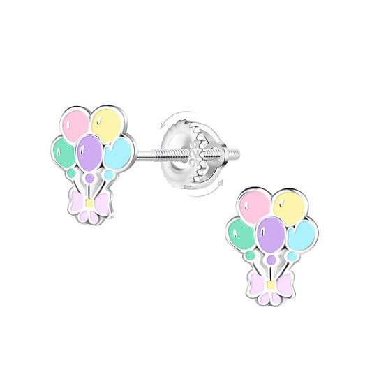 Sterling Silver Balloon Screw Back Ear Studs